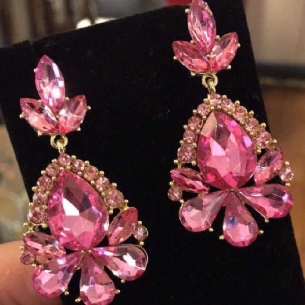 Pink Rhinestone Earrings